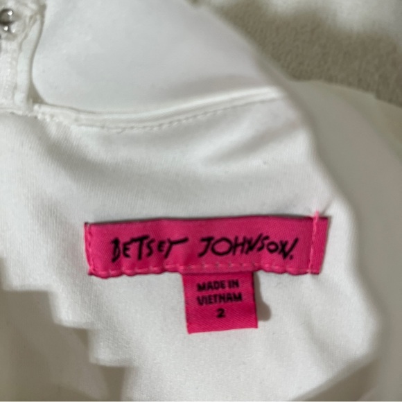 Betsey Johnson Women's Bow Tie Mini Dress Flounce Hem Ivory Size 2 - Picture 5 of 9